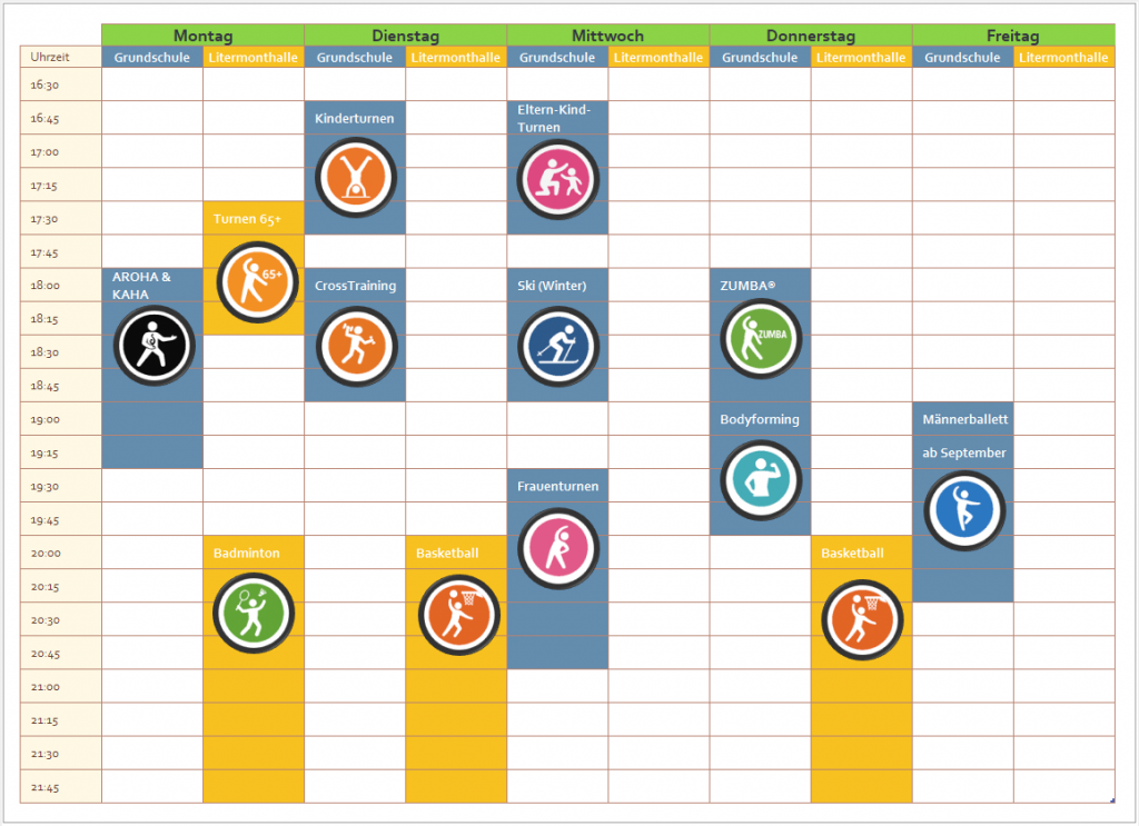 Übersicht Hallenzeiten